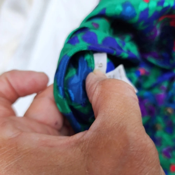 1980s Abstract Floral RlDrape Blouse S/M - Picture 9 of 10